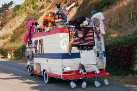 [stuffed animal laden Toyota RV]