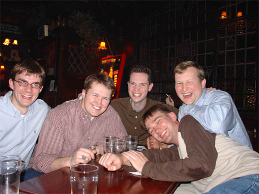 [Everybody at the Horse and Carriage pub]
